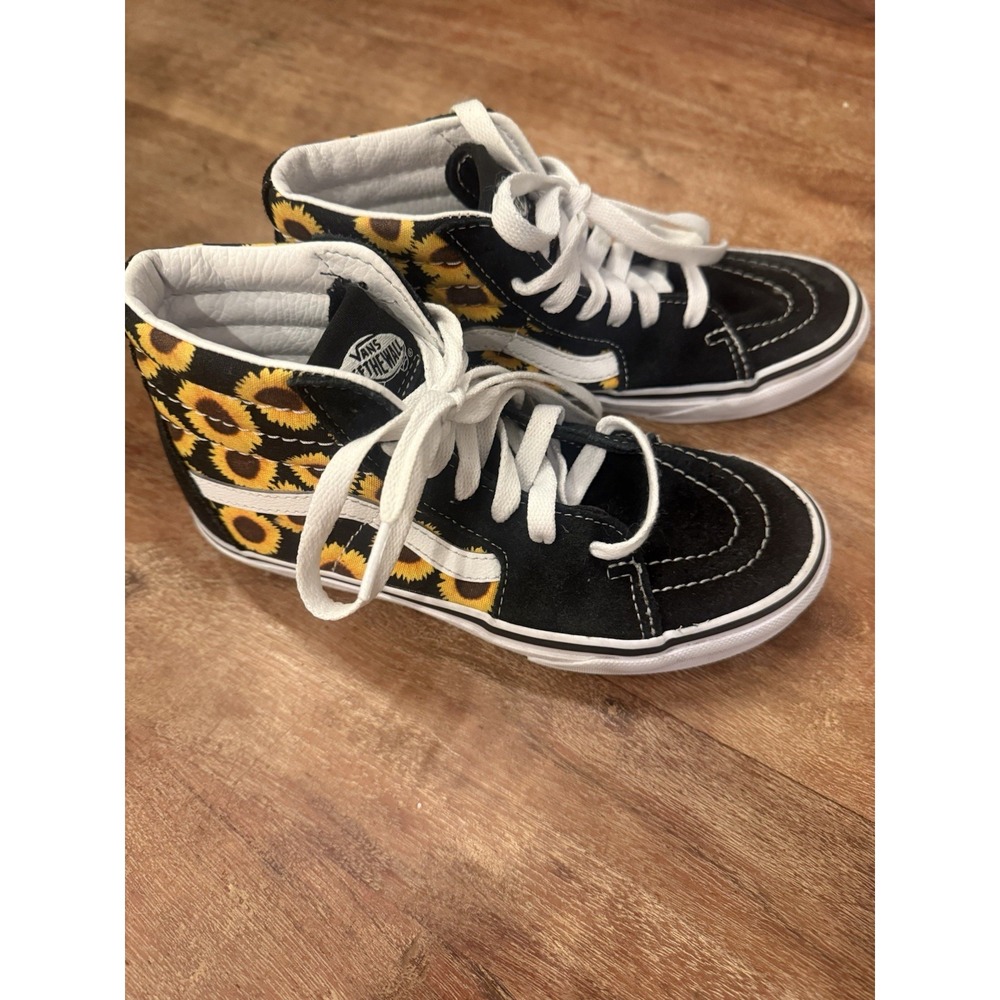 Sunflowers on‎ Vans Sk8-Hi Sneakers Shoes Big Girls Youth Size 2
